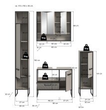 Badezimmer-Set >Bagno< (4-teilig) in kaschmir Dekor - 170x192x36cm (BxHxT)