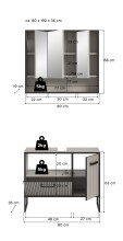 Badezimmer-Set >Bagno< (2-teilig) in kaschmir Dekor - 80x192x36cm (BxHxT)