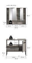 Badezimmer-Set >Bagno< (2-teilig) in kaschmir Dekor - 80x192x36cm (BxHxT)