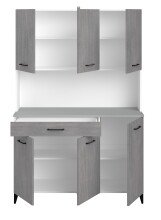 Mehrzweckschrank-Set >Malice 4< (2-teilig) Buffet + Beistellschrank/Insel, in Beton Optik hell / weiß