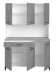 Mehrzweckschrank-Set >Malice 4< (2-teilig) Buffet + Beistellschrank/Insel, in Beton Optik hell / weiß