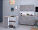Mehrzweckschrank-Set >Malice 4< (2-teilig) Buffet + Beistellschrank/Insel, in Beton Optik hell / weiß