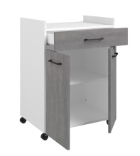 Mehrzweckschrank-Set >Malice 6< (3-teilig) Buffet + Insel +  Beistellschrank, Beton Optik hell / weiß