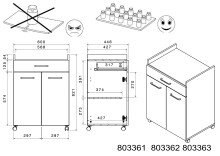 Mehrzweckschrank-Set >Malice 6< (3-teilig) Buffet + Insel +  Beistellschrank, Beton Optik hell / weiß