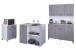 Mehrzweckschrank-Set >Malice 6< (3-teilig) Buffet + Insel +  Beistellschrank, Beton Optik hell / weiß