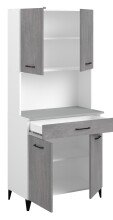 Mehrzweckschrank-Set >Malice 5< (3-teilig) Buffet + Insel + Beistellschrank, Beton Optik hell / weiß