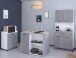 Mehrzweckschrank-Set >Malice 5< (3-teilig) Buffet + Insel + Beistellschrank, Beton Optik hell / weiß