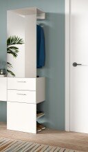 Wandgarderobe >Vaga< 2 Schübe, Stange, Spiegel, in Weiß - 52x190x36cm (BxHxT)