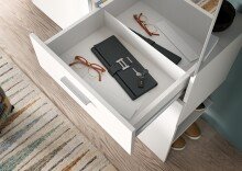 Wandgarderobe >Vaga< 2 Schübe, Stange, Spiegel, in Weiß - 52x190x36cm (BxHxT)