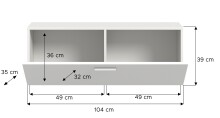 Wandhängeschrank >Vaga< 1 Klappe, 2 Fächer, in Weiß - 104x39x36cm (BxHxT)