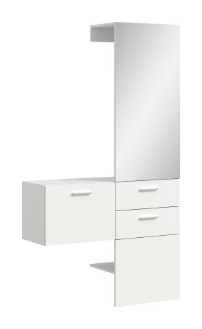 Garderoben-Set >Vaga< (2-teilig) Klappe, Schübe, Spiegel / Weiß - 104x190x36cm (BxHxT)