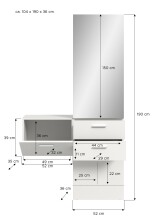 Garderoben-Set >Vaga< (2-teilig) Klappe, Schübe, Spiegel / Weiß - 104x190x36cm (BxHxT)