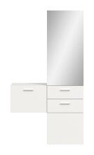 Garderoben-Set >Vaga< (2-teilig) Klappe, Schübe, Spiegel / Weiß - 104x190x36cm (BxHxT)