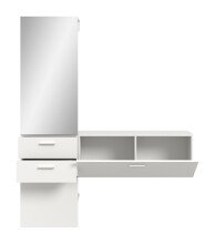 Garderoben-Set >Vaga< (2-teilig) Klappe, Schübe, Spiegel / Weiß - 156x190x36cm (BxHxT)