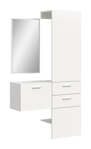 Garderoben-Set >Vaga< (3-teilig) Klappe, Schübe, Spiegel / Weiß - 104x190x36cm (BxHxT)
