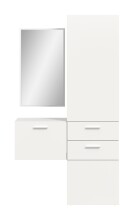 Garderoben-Set >Vaga< (3-teilig) Klappe, Schübe, Spiegel / Weiß - 104x190x36cm (BxHxT)
