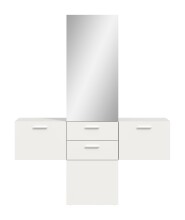 Garderoben-Set >Vaga< (3-teilig) Klappen, Schukästen, Spiegel / Weiß - 156x190x36cm (BxHxT)