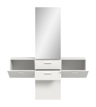 Garderoben-Set >Vaga< (3-teilig) Klappen, Schukästen, Spiegel / Weiß - 156x190x36cm (BxHxT)