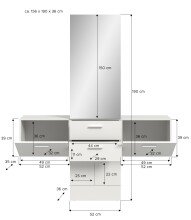Garderoben-Set >Vaga< (3-teilig) Klappen, Schukästen, Spiegel / Weiß - 156x190x36cm (BxHxT)