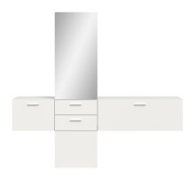 Garderoben-Set >Vaga< (3-teilig) Klappen, Schubkästen, Spiegel / Weiß - 208x190x36cm (BxHxT)