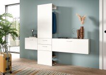 Garderoben-Set >Vaga< (3-teilig) Klappen, Schübe, in Weiß - 208x190x36cm (BxHxT)