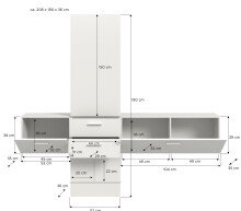 Garderoben-Set >Vaga< (3-teilig) Klappen, Schübe, in Weiß - 208x190x36cm (BxHxT)