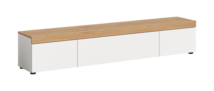 Lowboard >Ruda< stehend / hängend, Weiß / Artisan Eiche Dekor - 180x34x33cm (B/H/T)