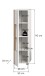 Vitrine >Ruda< stehend / hängend, Weiß / Artisan Eiche Dekor - 30x112x33cm (BxHxT)