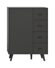 Kommode >Linea< 4 Schübe, 1 Tür, in grau - 84x114x37cm (BxHxT)