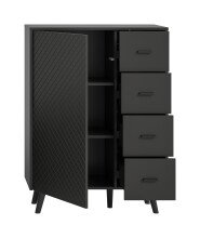 Kommode >Linea< 4 Schübe, 1 Tür, in grau - 84x114x37cm (BxHxT)