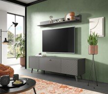 Wandboard >Linea< in grau, Holzwerkstoff - 160x20x20cm (BxHxT)
