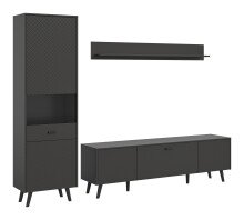 Wohnwand >Linea< (3-teilig) Vitrine, Lowboard,...