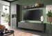 Wohnwand >Linea< (3-teilig) Vitrine, Lowboard, Wandboard, grau - 258x195x40cm (BxHxT)