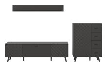 Wohnwand >Linea< (3-teilig) Lowboard, Wandboard, Kommode, grau - 269x175x40cm (BxHxT)