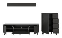 Wohnwand >Linea< (3-teilig) Lowboard, Wandboard, Kommode, grau - 269x175x40cm (BxHxT)