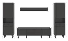 Wohnwand >Linea< (4-teilig) 2 Vitrinen, Lowboard, Wandboard, grau - 331x195x40cm BxHxT