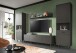 Wohnwand >Linea< (4-teilig) 2 Vitrinen, Lowboard, Wandboard, grau - 331x195x40cm BxHxT
