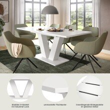 Kulissen-Esstisch >Motion< ausziehbar bis 190cm, in Weiß - 150/190x76x90cm (BxHxT)