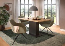 Kulissen-Esstisch >Motion< ausziehbar 190cm, Grau / Artisan Eiche Dekor - 150/190x76x90cm (BxHxT)