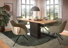 Kulissen-Esstisch >Motion< ausziehbar 190cm, Grau / Artisan Eiche Dekor - 150/190x76x90cm (BxHxT)