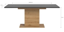 Kulissen-Esstisch >Motion< ausziehbar 190cm, Grau / Artisan Eiche Dekor - 150/190x76x90cm (BxHxT)