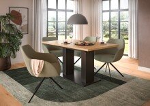 Kulissen-Esstisch >Motion< ausziehbar 190cm, Grau / Artisan Eiche Dekor - 150/190x76x90cm (BxHxT)