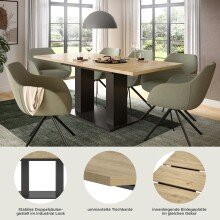 Kulissen-Esstisch >Motion< ausziehbar 190cm, Grau / Artisan Eiche Dekor - 150/190x76x90cm (BxHxT)