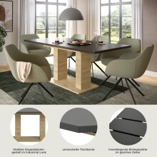 Kulissen-Esstisch >Motion< ausziehbar 190cm, Grau / Artisan Eiche Dekor - 150/190x76x90cm (BxHxT)