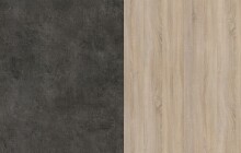 Miniküche >Fumay 21< (6-teilig) in Eiche Nachbildung, Beton Optik dunkel, Breite 200cm