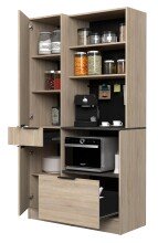 Miniküche >Fumay 21< (6-teilig) in Eiche Nachbildung, Beton Optik dunkel, Breite 200cm