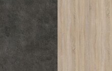 Miniküche >Fumay 21< (6-teilig) in Eiche Nachbildung, Beton Optik dunkel, Breite 200cm