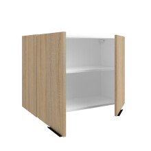 Miniküche >Fumay 21< (6-teilig) in Eiche Nachbildung, Beton Optik dunkel, Breite 200cm