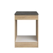 Miniküche >Fumay 21< (6-teilig) in Eiche Nachbildung, Beton Optik dunkel, Breite 200cm