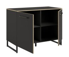 Küche >Wave 1< in Dunkel Grau, Absetzungen Eiche nachbildung